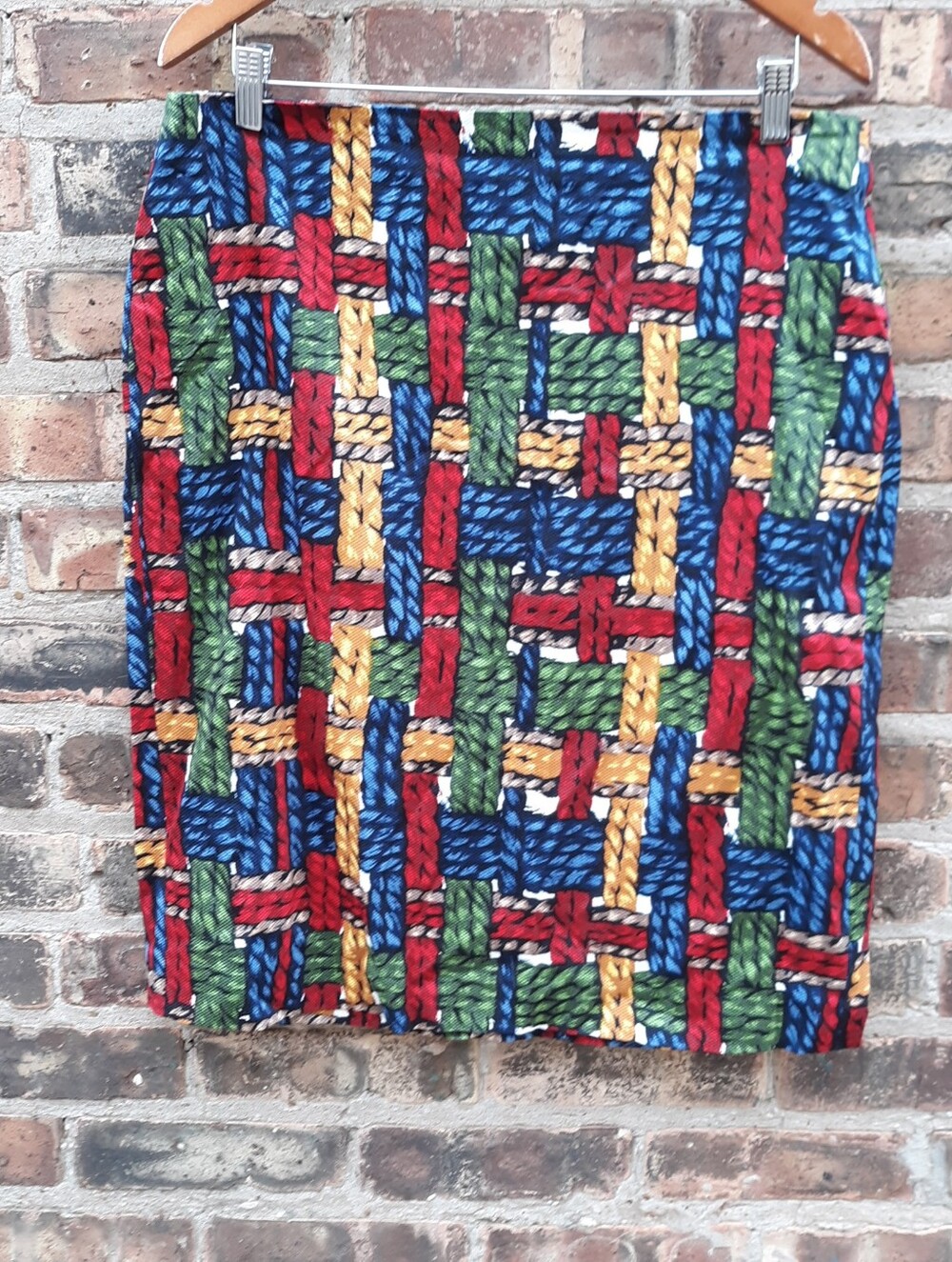 Talbots Vintage Colorful Basketweave Skirt Size 14 Textured Vibrant Retro